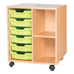Classroom Storage | Double Bay 6 Tray Storage Unit with Shelves