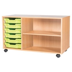 Classroom Storage | Triple Bay 6 Tray Storage Unit with Shelves