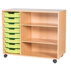 Classroom Storage | Triple Bay 8 Tray Storage Unit with Shelves