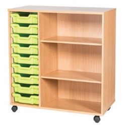 Classroom Storage | Triple Bay 9 Tray Storage Unit with Shelves