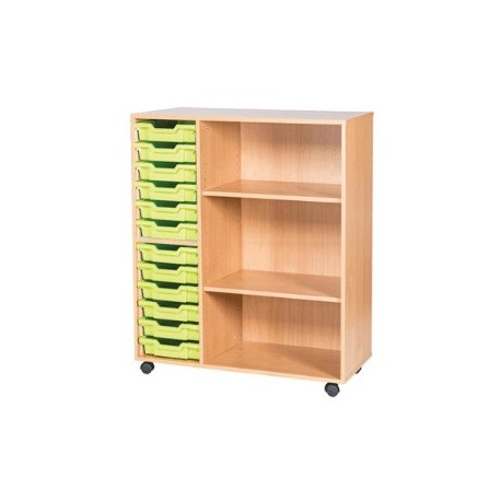 Classroom Storage | Triple Bay 12 Tray Storage Unit with Shelves