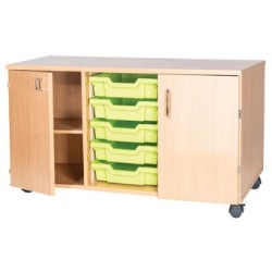 Classroom Storage | Triple Bay 5 Tray Storage Unit with Cupboards