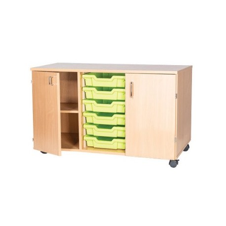 Classroom Storage | Triple Bay 6 Tray Storage Unit with Cupboards