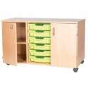 Classroom Storage | Triple Bay 6 Tray Storage Unit with Cupboards