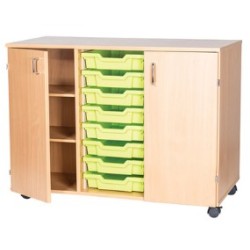 Classroom Storage | Triple Bay 8 Tray Storage Unit with Cupboards