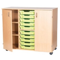 Classroom Storage | Triple Bay 10 Tray Storage Unit with Cupboards