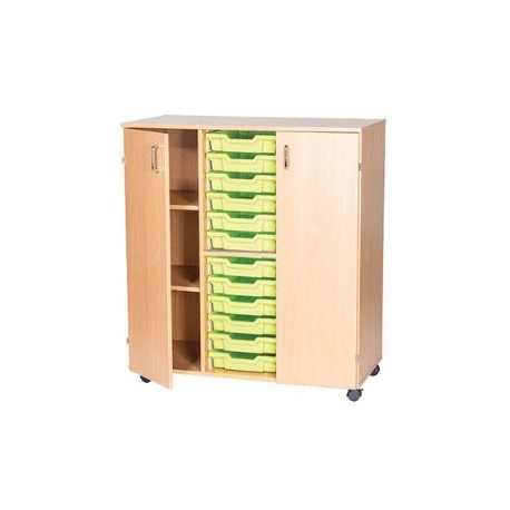 Classroom Storage | Triple Bay 12 Tray Storage Unit with Cupboards