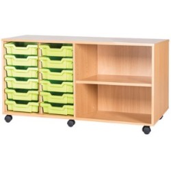 Classroom Storage | Quad Bay 12 Tray Storage Unit with Shelves