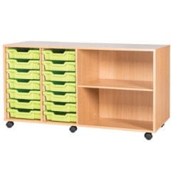 Classroom Storage | Quad Bay 14 Tray Storage Unit with Shelves