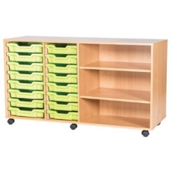 Classroom Storage | Quad Bay 16 Tray Storage Unit with Shelves