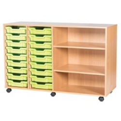 Classroom Storage | Quad Bay 18 Tray Storage Unit with Shelves