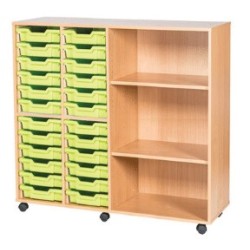 Classroom Storage | Quad Bay 20 Tray Storage Unit with Shelves
